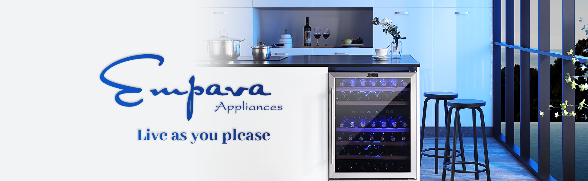 Empava 24 Inch Dual Zone Wine Cooler Beverage Fridge