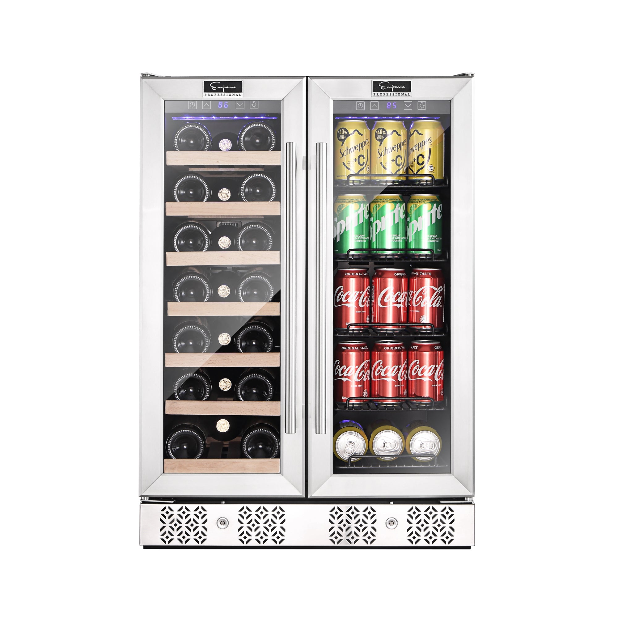 Empava 24 Inch Dual Zone Wine Cooler & Beverage Fridge