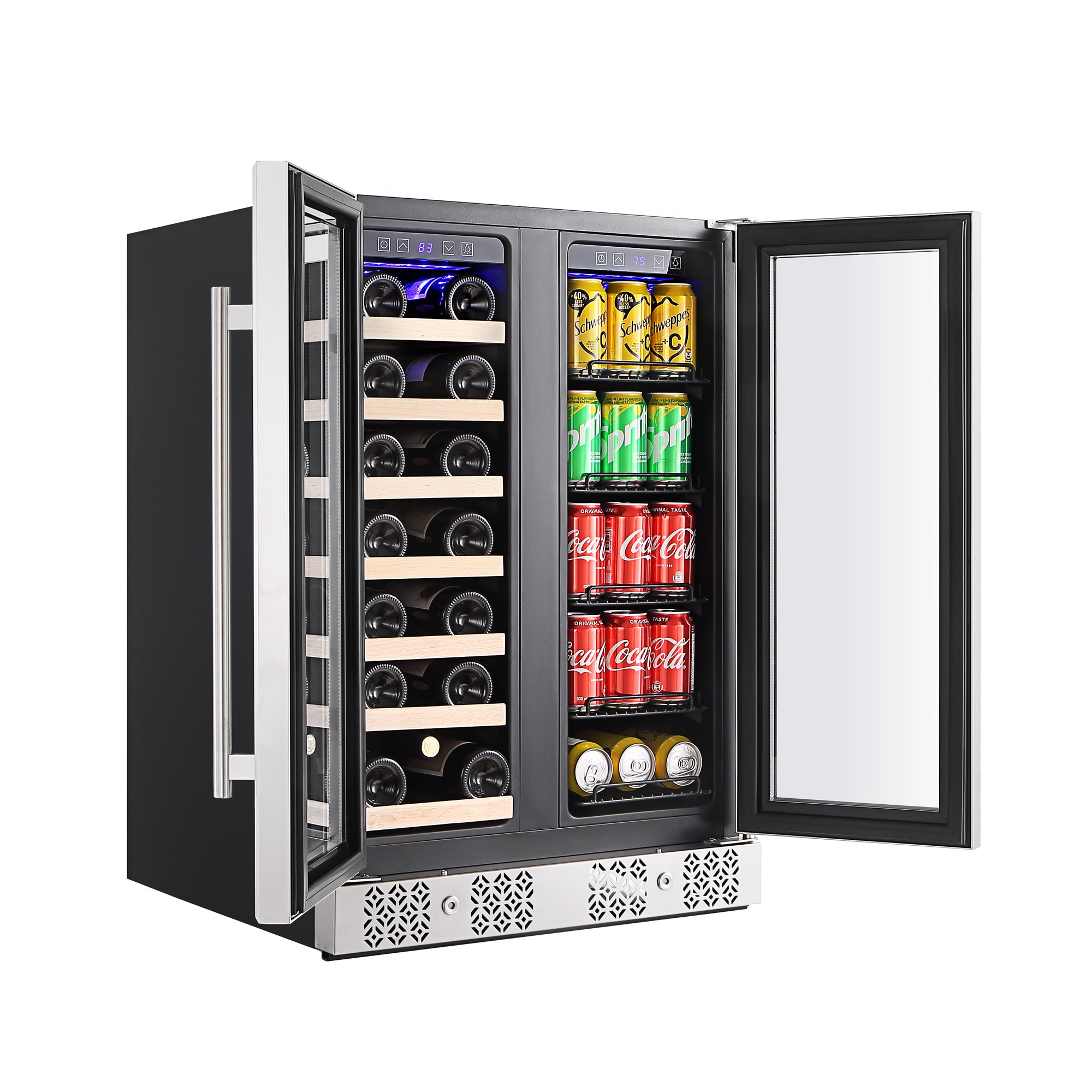 Empava 24 Inch Dual Zone Wine Cooler & Beverage Fridge