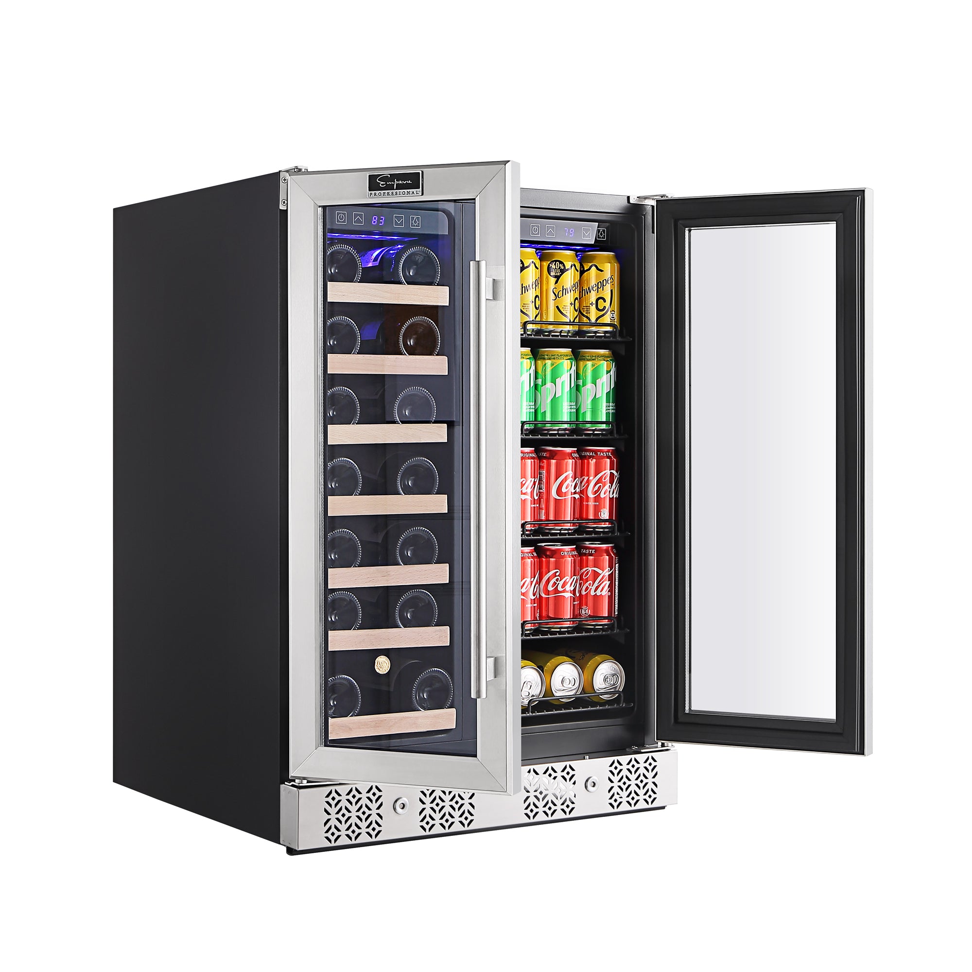 Empava 24 Inch Dual Zone Wine Cooler & Beverage Fridge