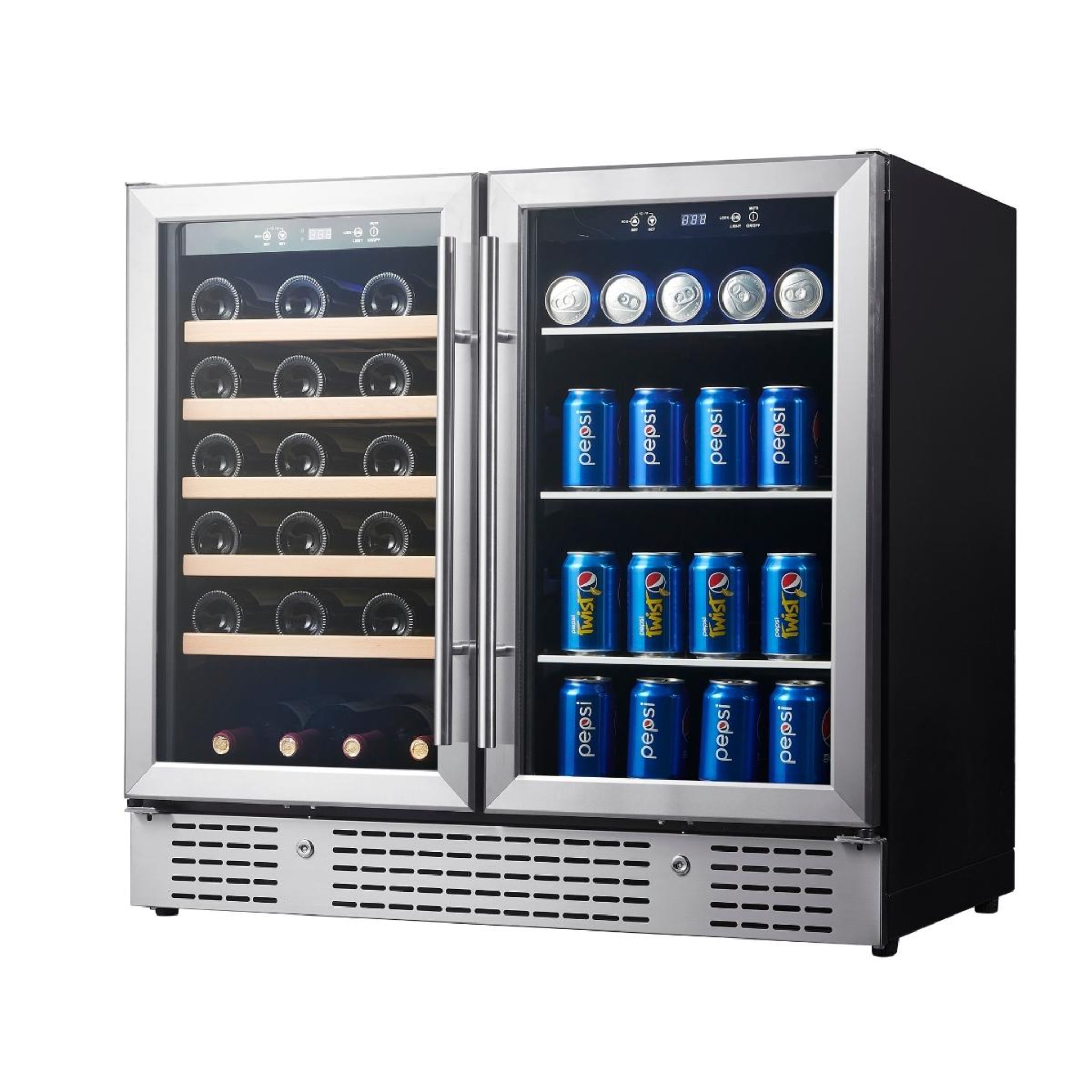 CC KingsBottle 36" Beer and Wine Cooler Combination with Low-E Glass Door KBU190BW-BLK 5