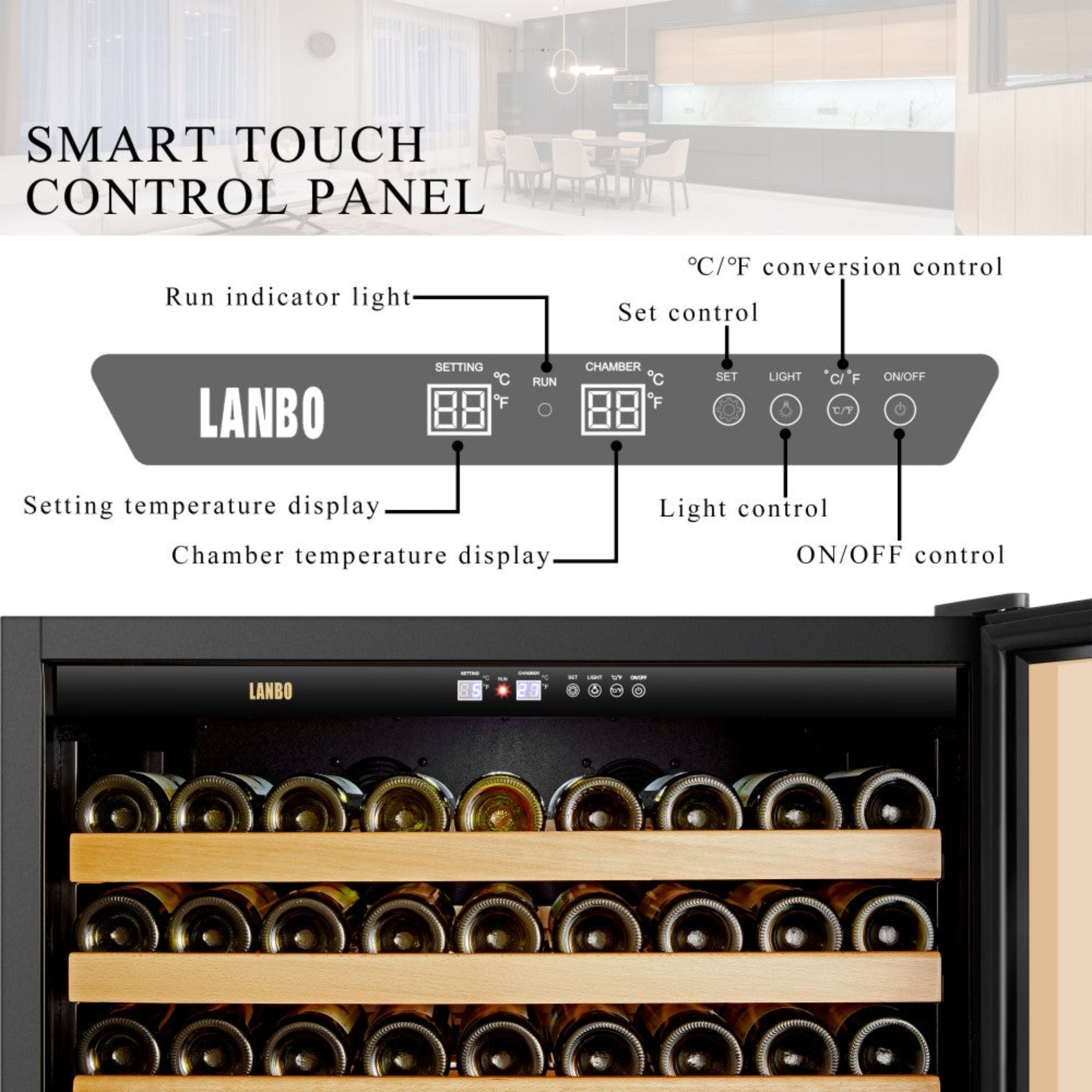 CC Lanbo Pro 62 bottles dual door wine cooler - LP66D 3