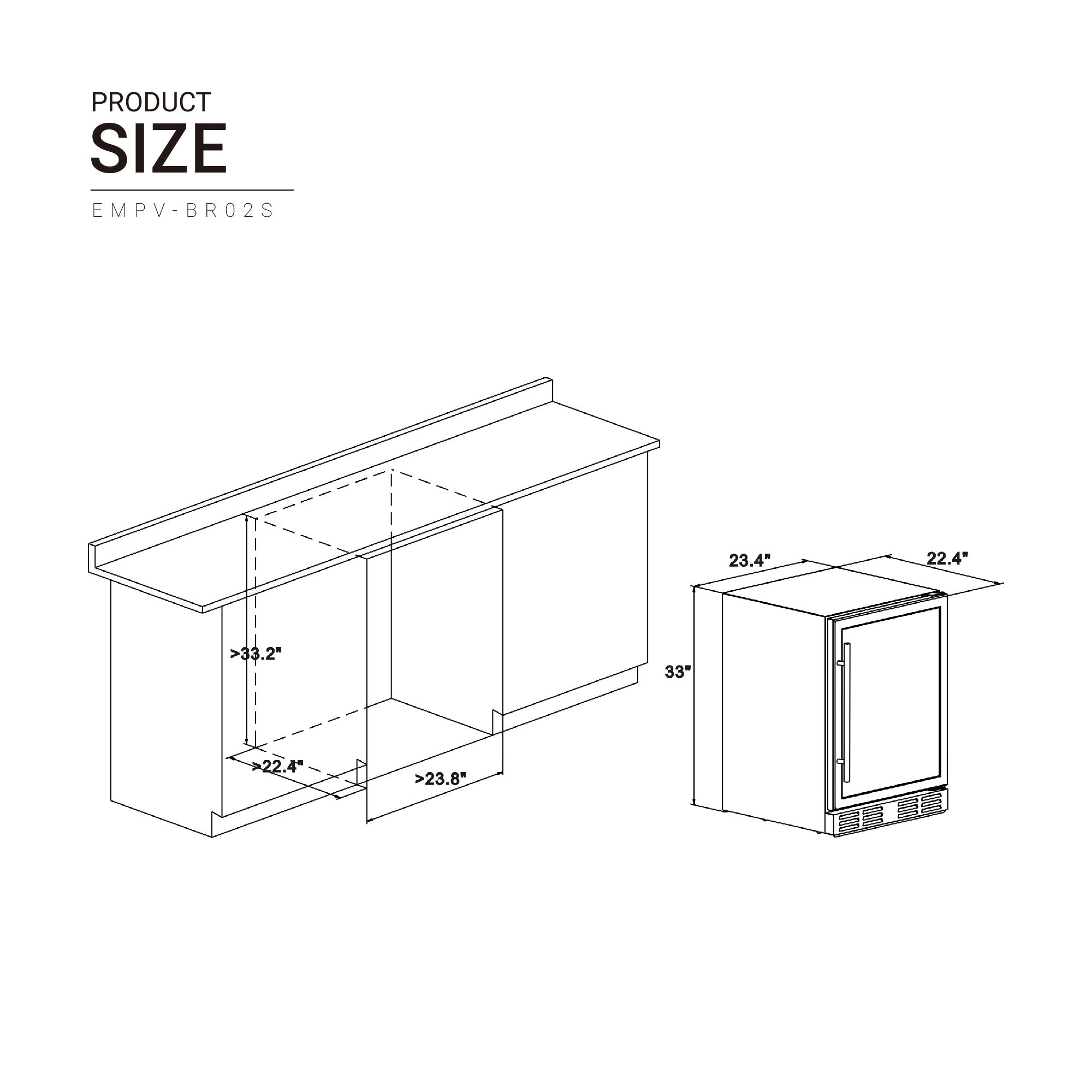 Empava 24 Inch Freestanding & Built-in Beverage Fridge