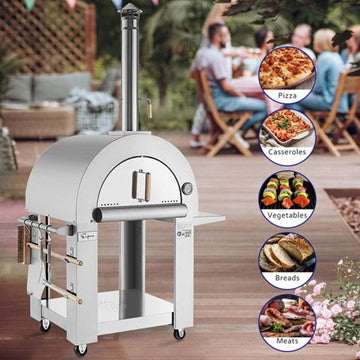 Empava Outdoor Wood Fired Pizza Oven With Side Table