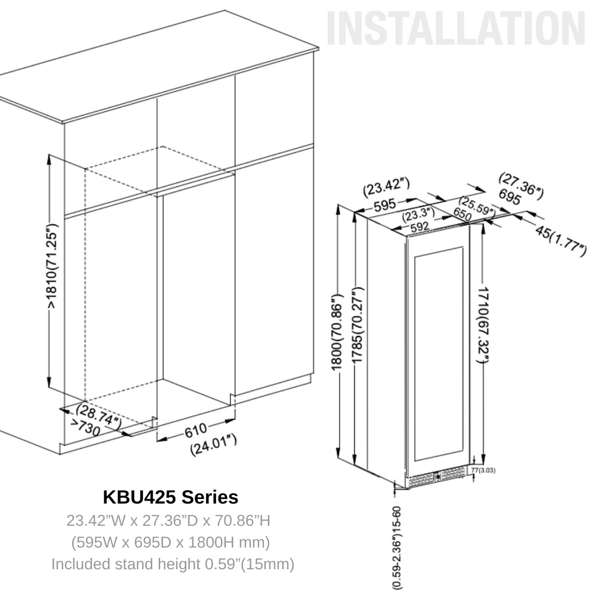 CC KingsBottle Large Beverage Refrigerator With Low-E Glass Door KBU425BX-FG LHH 1112