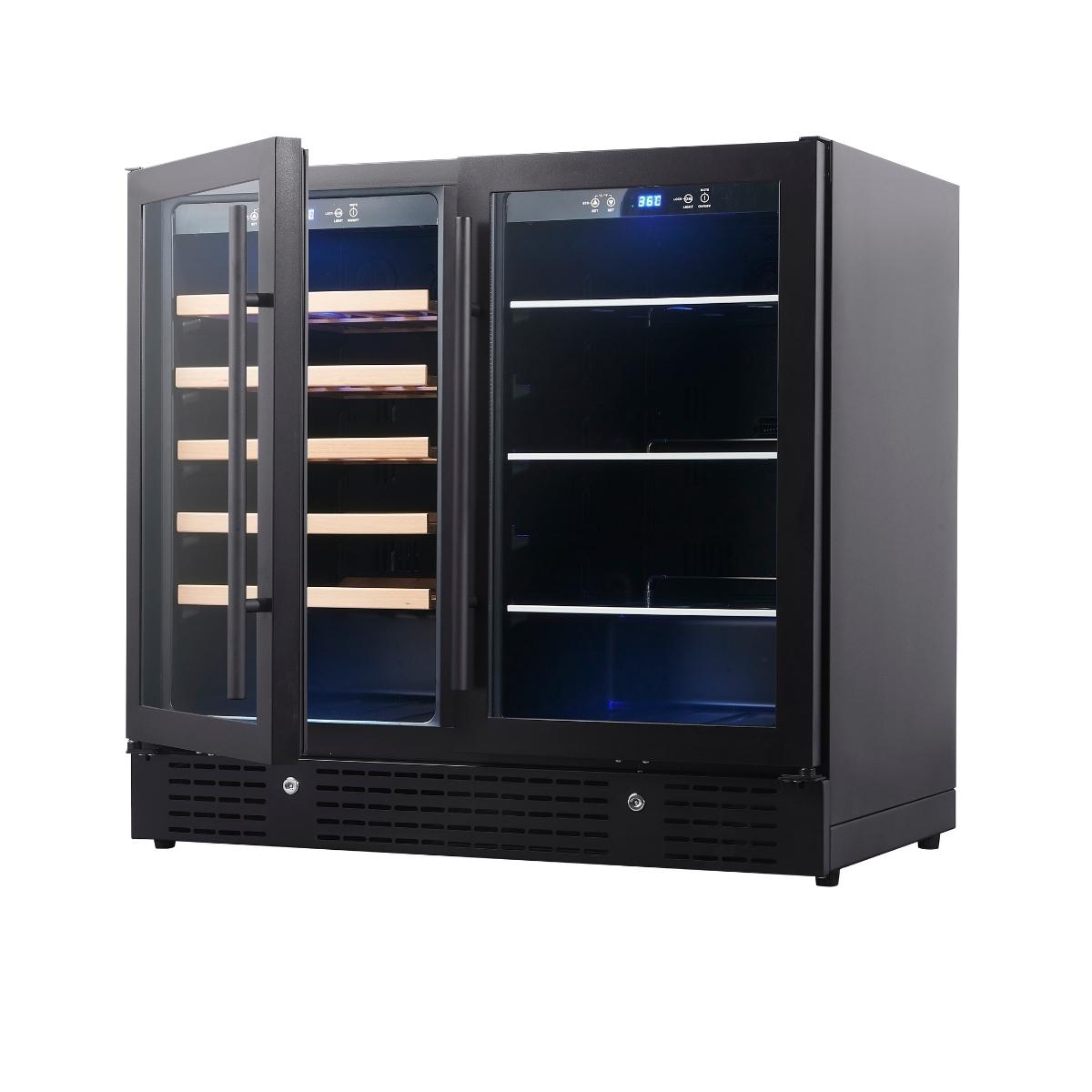 CC KingsBottle 36" Beer and Wine Cooler Combination with Low-E Glass Door KBU190BW-BLK 1