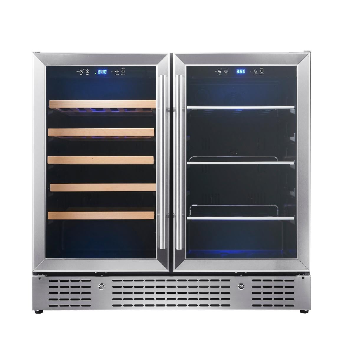 CC KingsBottle 36" Beer and Wine Cooler Combination with Low-E Glass Door KBU190BW-BLK 6