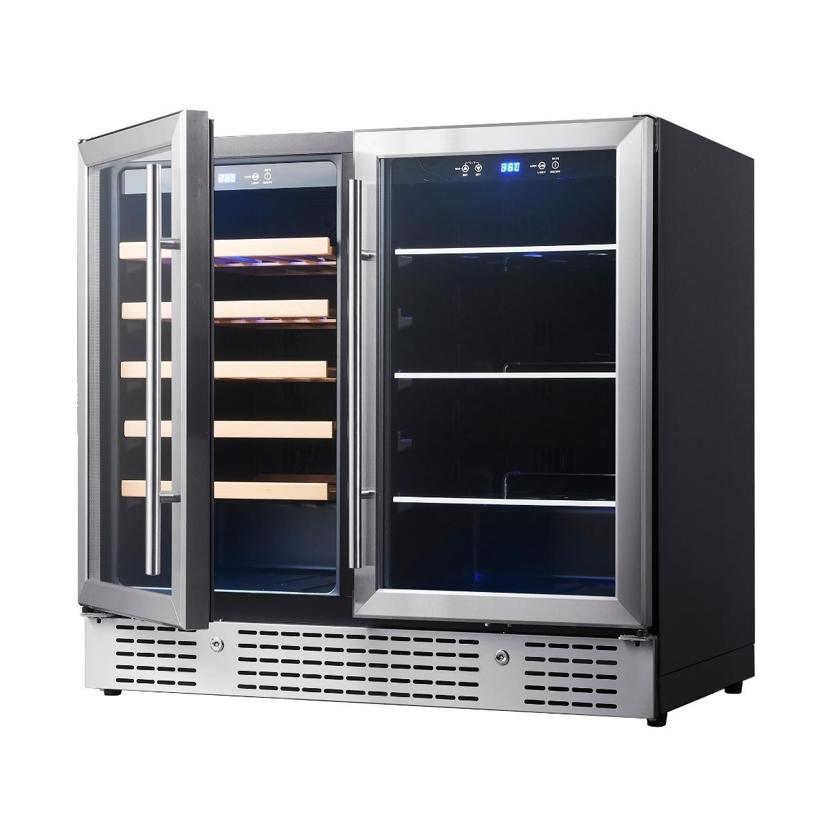 CC KingsBottle 36" Beer and Wine Cooler Combination with Low-E Glass Door KBU190BW-BLK 4