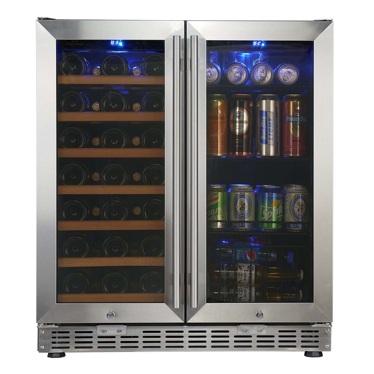 CC KingsBottle 30" Under Counter Low-E Glass Door Wine and Beer Cooler Combo KBUSF66BW-BLK 3