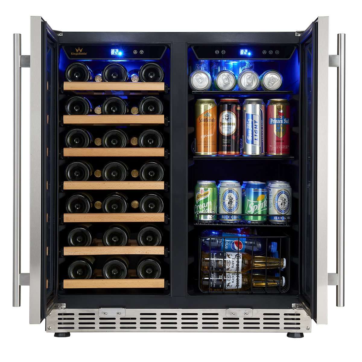 CC KingsBottle 30" Under Counter Low-E Glass Door Wine and Beer Cooler Combo KBUSF66BW-BLK 4