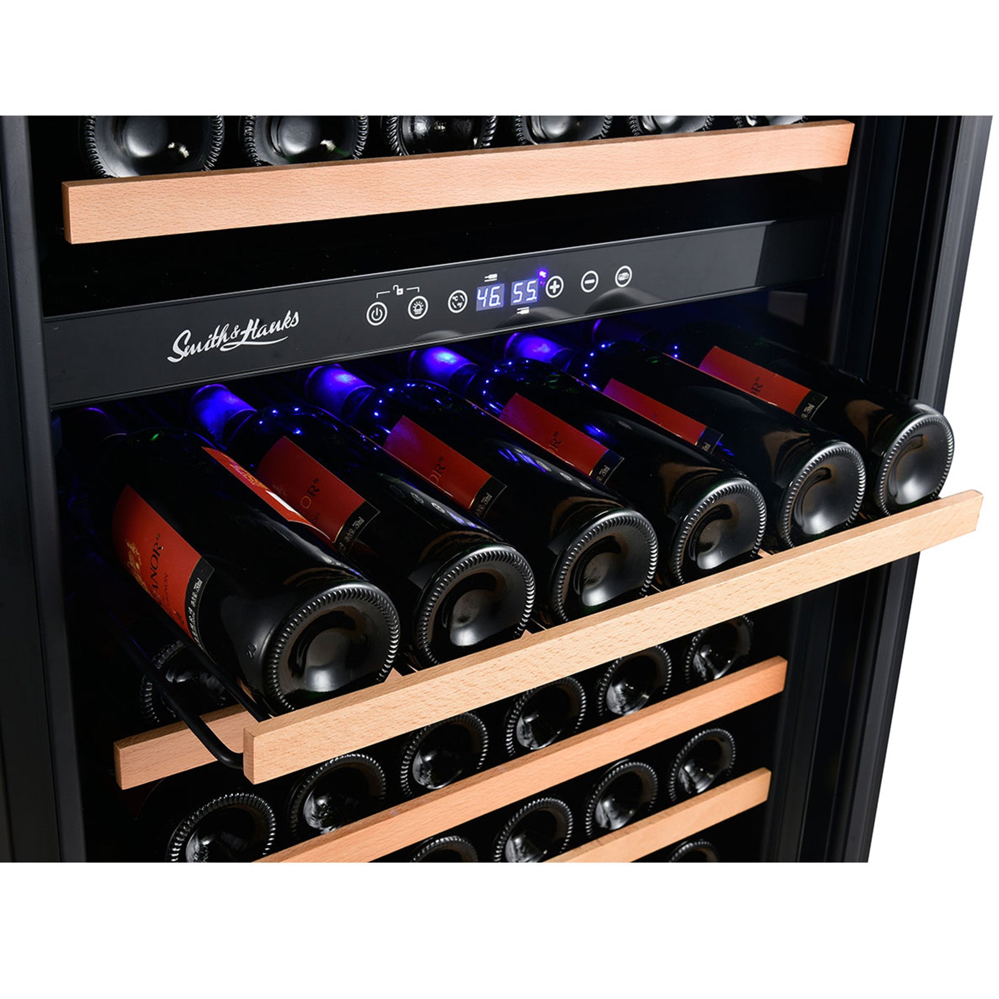 Smith & Hanks 166 Bottle Dual Zone Black Glass Wine Refrigerator