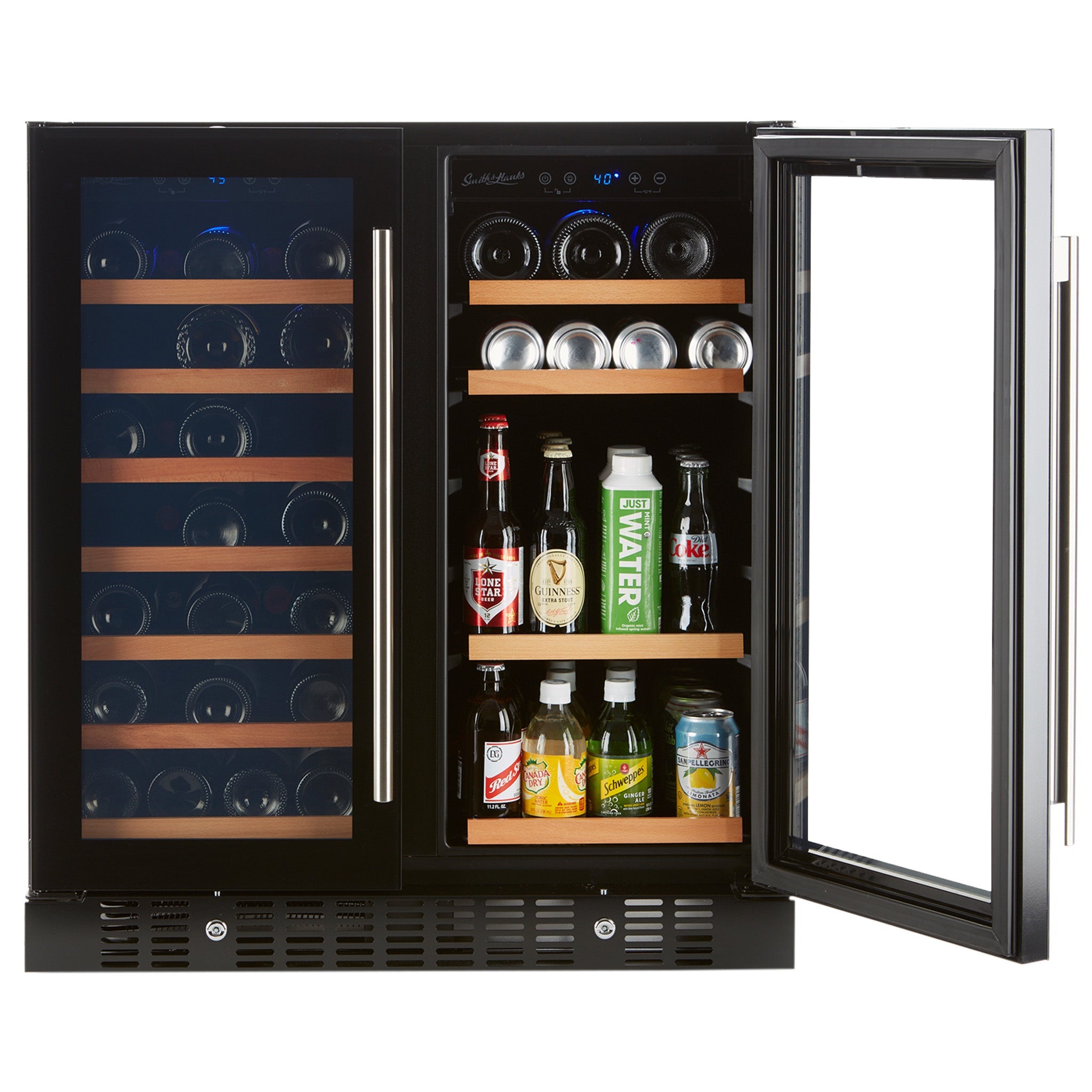 Smith & Hanks Wine Beverage Cooler Smoked Black Glass Door