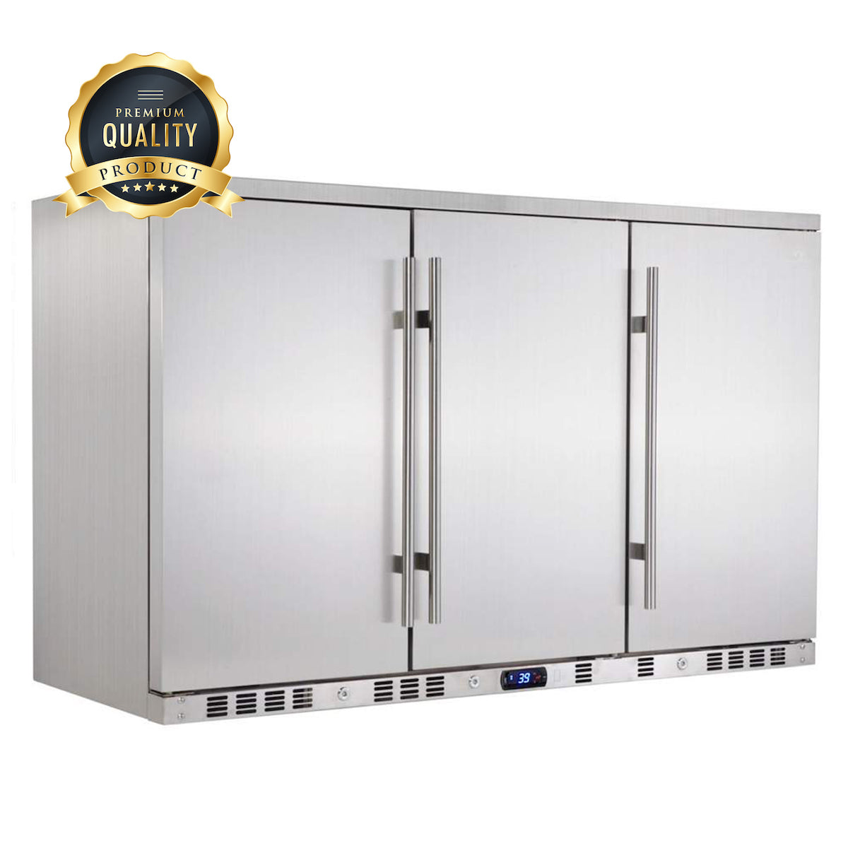 CC KingsBottle 53 Inch Solid 3-Door Outdoor Beverage Drinks Cooler KBU328ASD 3